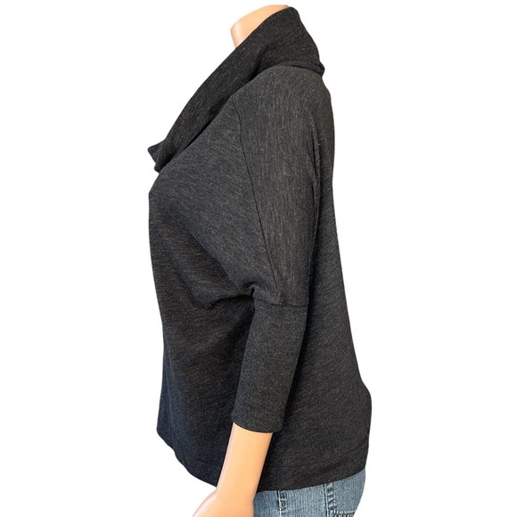 Old Navy Top Women’s XS Heather Gray Half Sleeve Cowl Neck Cotton Blend - Picture 2 of 5